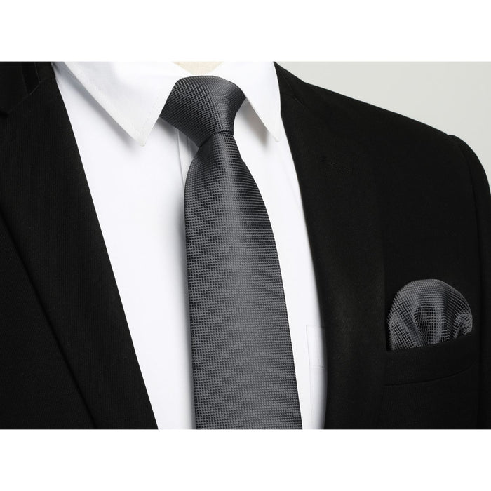 Stripe Tie Handkerchief Cufflinks - C-061 BLACK