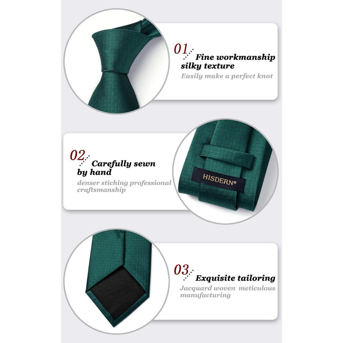 Houndstooth Tie Handkerchief Set - F6 DARK GREEN