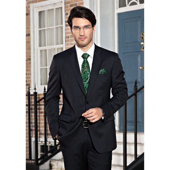 Paisley Tie Handkerchief Set - A47-GREEN