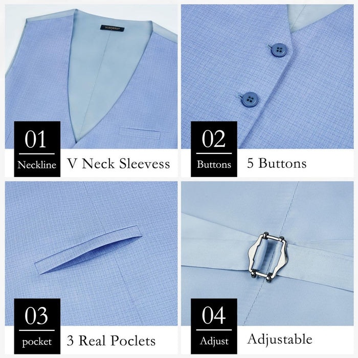Solid Slim Suit Vest - LIGHT BLUE