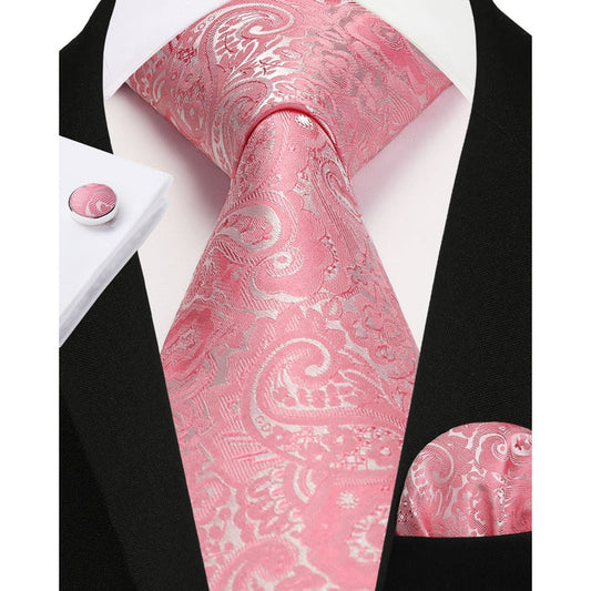 Paisley Tie Handkerchief Cufflinks - B-PINK