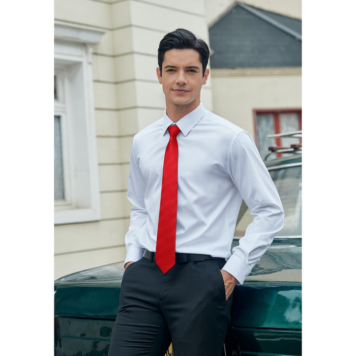 Stripe Tie Handkerchief Set - RED-1