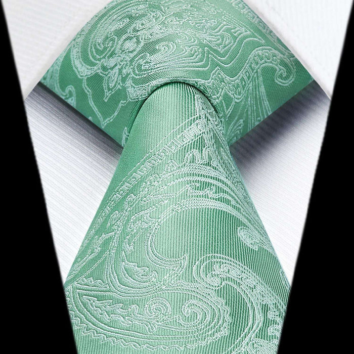 Paisley Tie Handkerchief Set - A13-SAGE GREEN