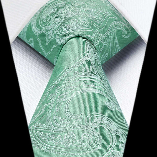 Paisley Tie Handkerchief Set - A13-SAGE GREEN