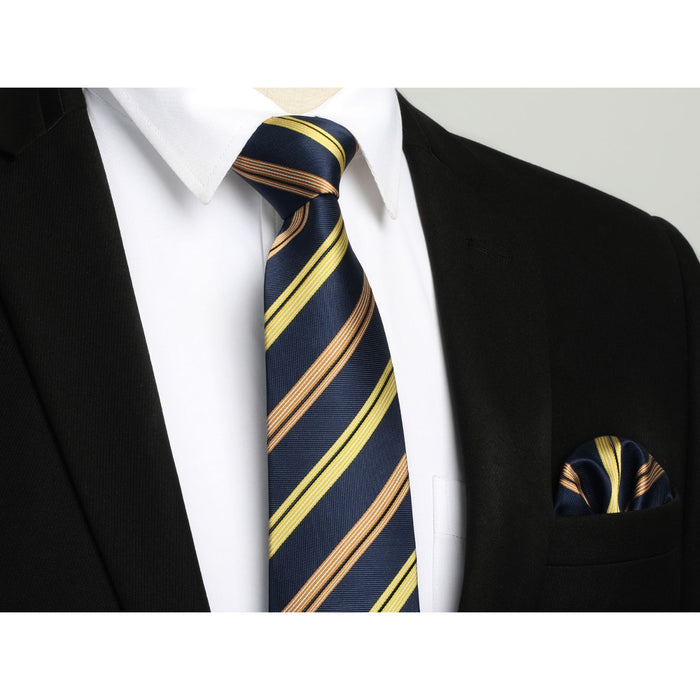 Stripe Tie Handkerchief Set - YELLOW