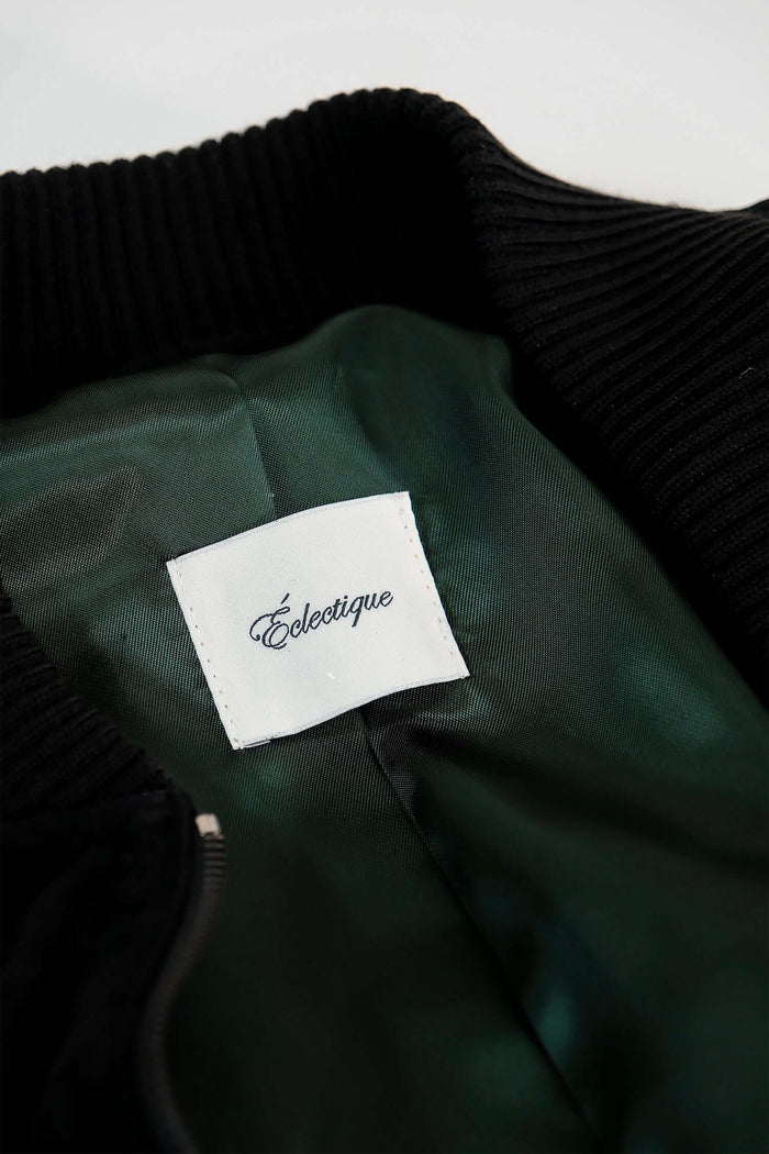 Italian Suede Bomber Jacket with Éclectique label detail