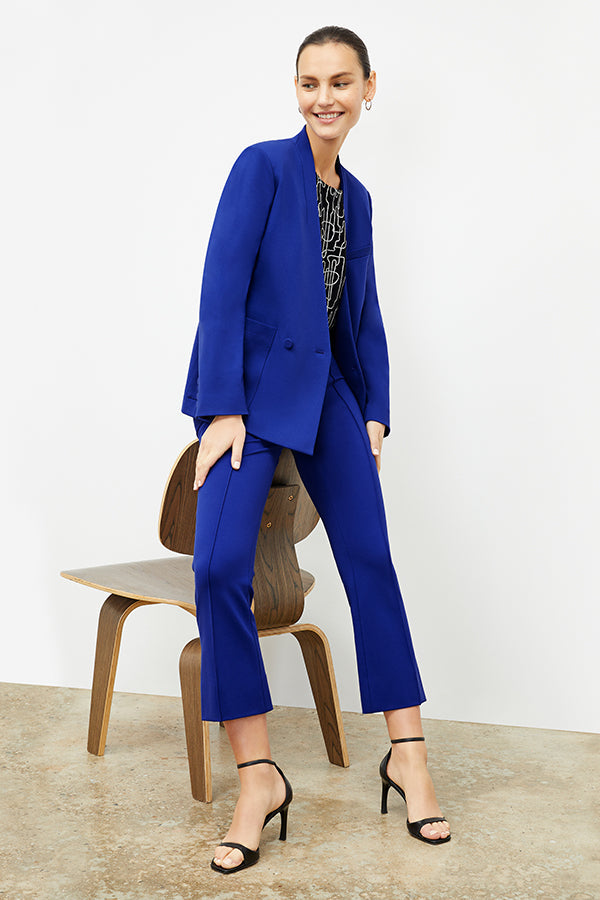 front image of a woman wearing the janette jacket in electric blue | Exclude | Grid