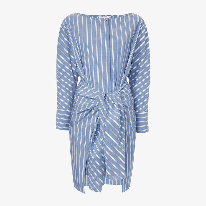 packshot image of the janie dress in poplin stripe