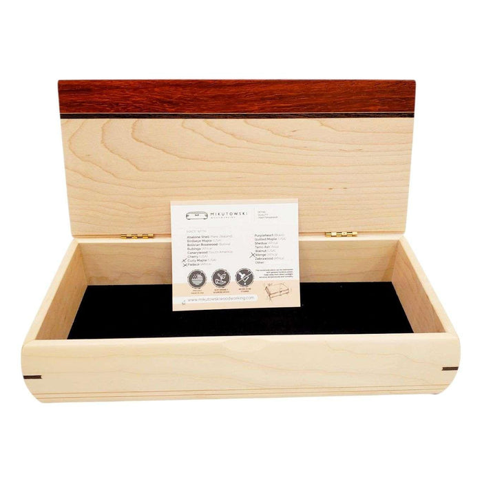 Jewelry Box - Cache Box (Curly Maple Body, Padauk, Wenge) by Mikutowski Woodworking