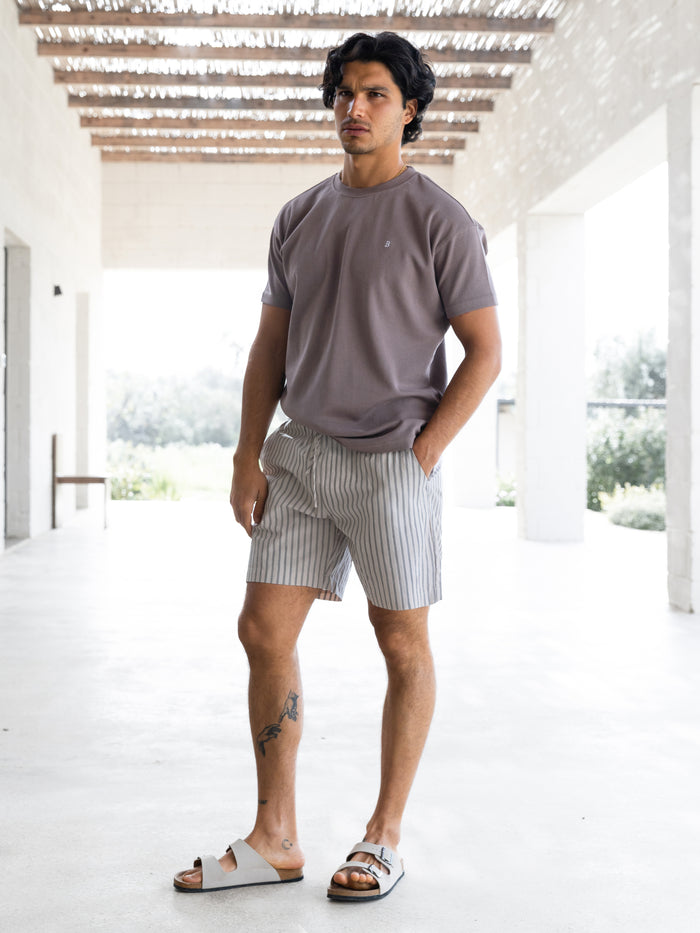 Jonah Relaxed Stripe Shorts - Beige