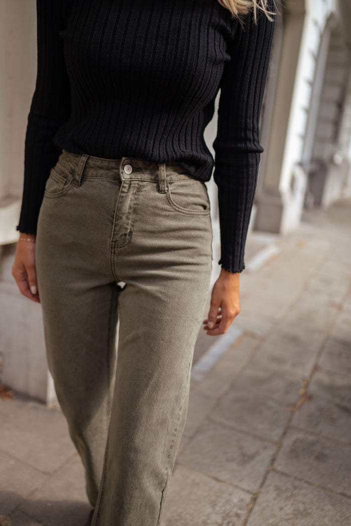 Khaki jeans front view