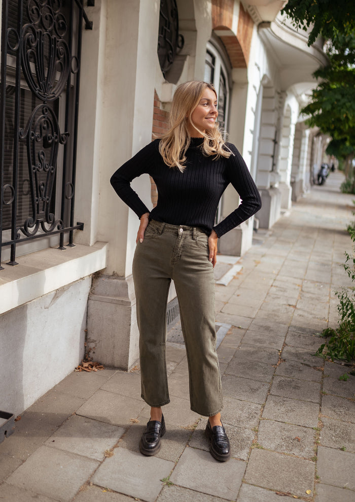 Easy Clothes khaki high-rise straight jeans, French denim