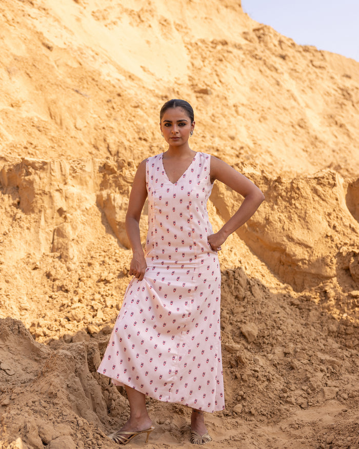 Kosha Dress & Jacket Set - Blue & Desert Sand