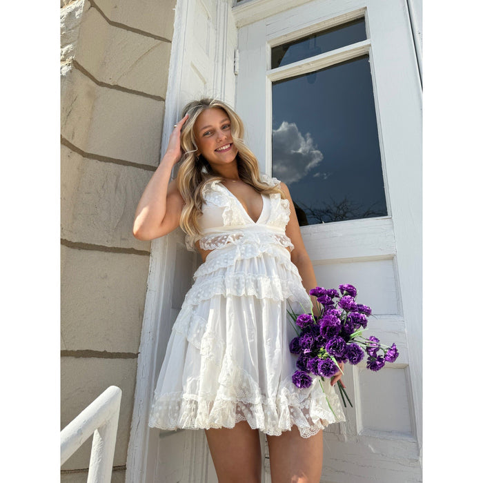 Lauren Cutout Mini Ruffle Dress