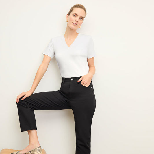 front image of a woman wearing the Lee T-Shirt in White | Lead
