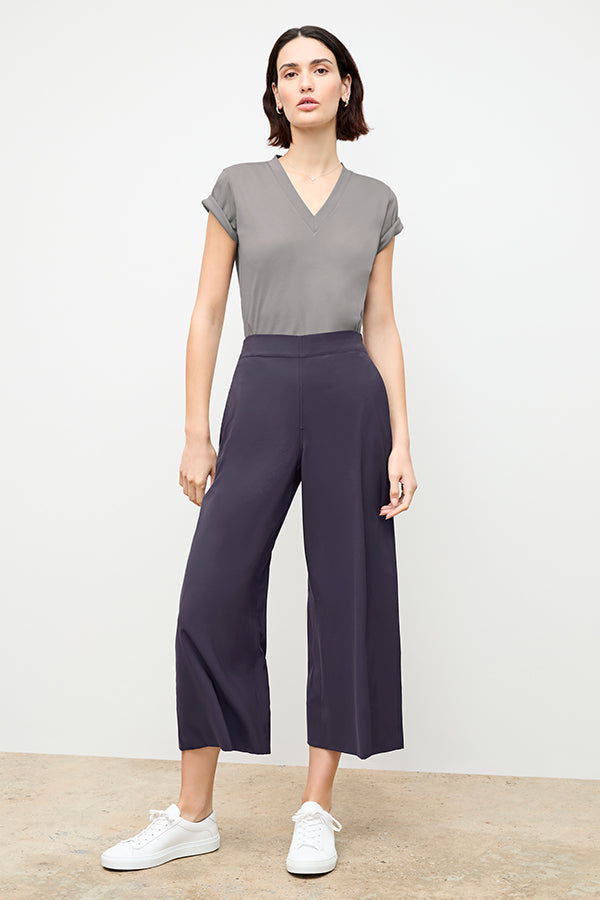 front image of a woman wearing the lee t-shirt in thistle | Exclude | Grid Hover