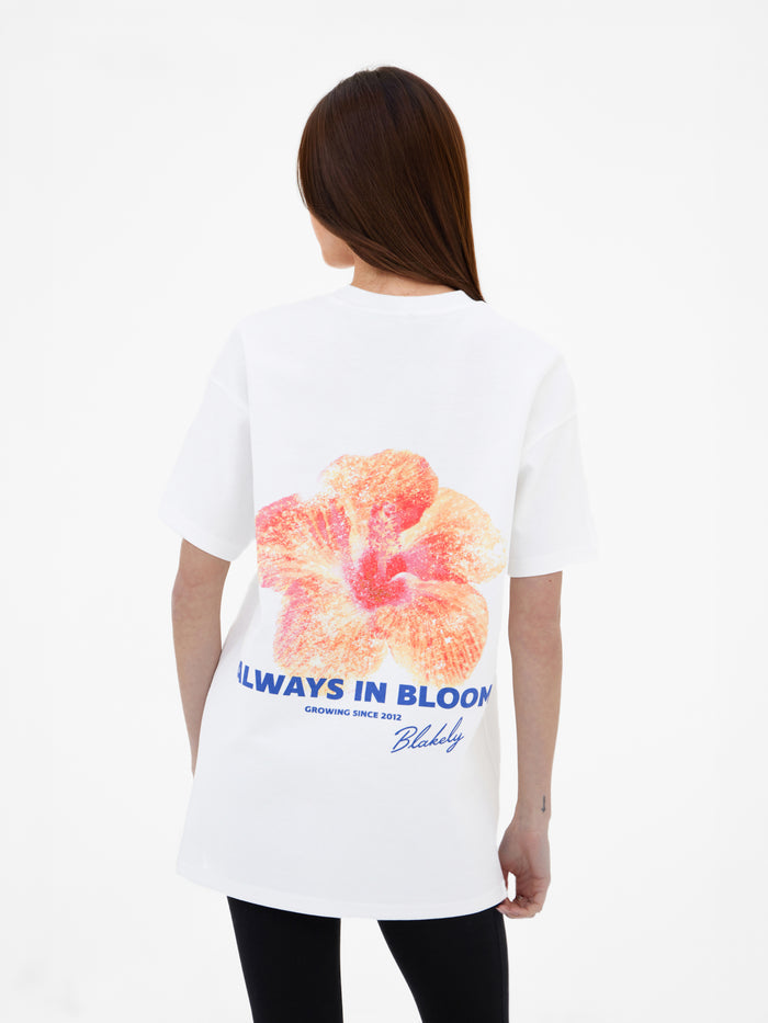 Lena Floral Print Oversized T-Shirt - White