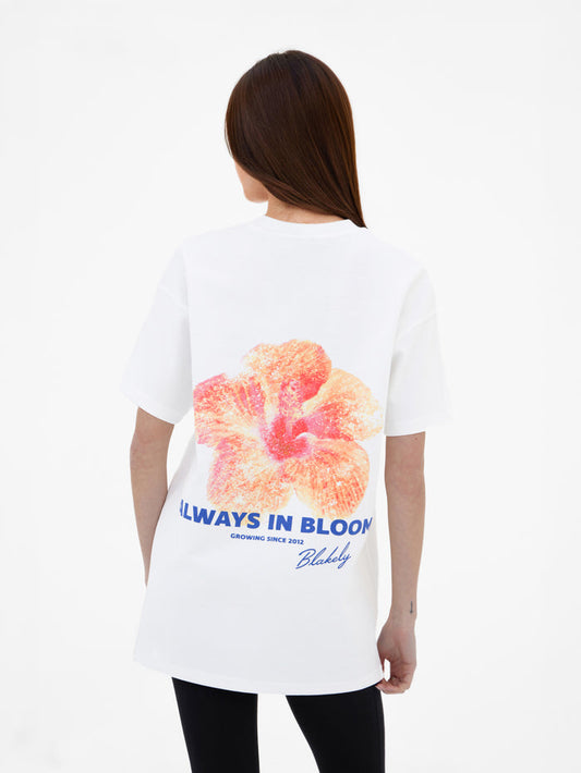Lena Floral Print Oversized T-Shirt - White