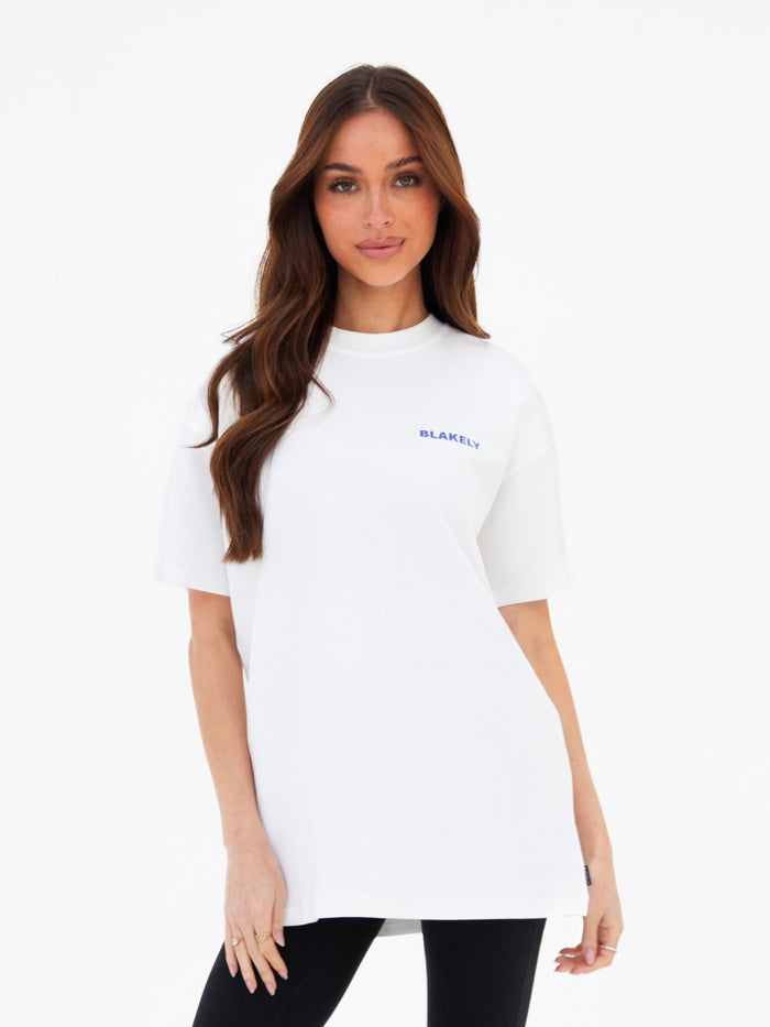 Lena Floral Print Oversized T-Shirt - White