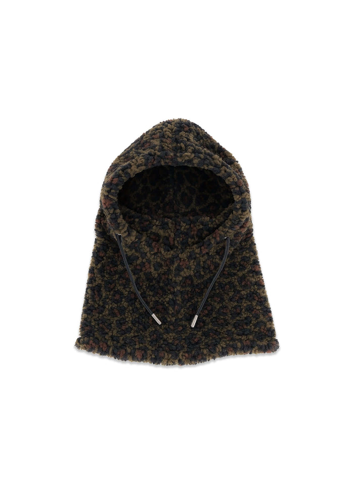Éclectique leopard fleece balaclava front view