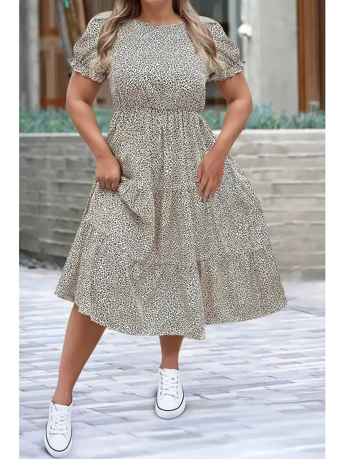 Leopard Print Frill Dress