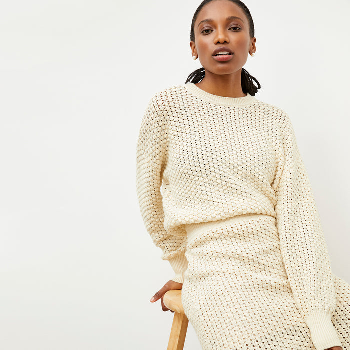 Packshot image of the Liam sweater popcorn knit in coconut