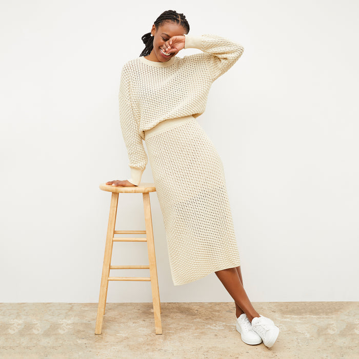 Packshot image of the Liam sweater popcorn knit in coconut