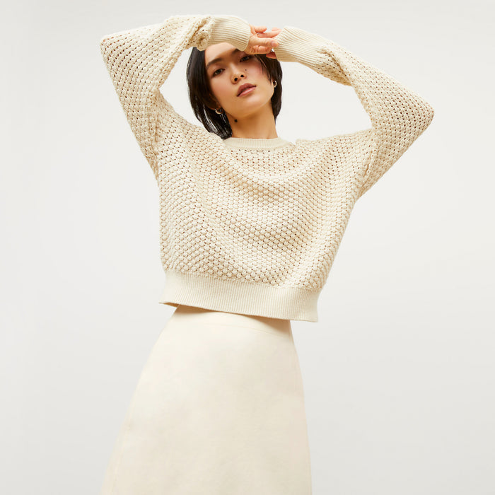 Packshot image of the Liam sweater popcorn knit in coconut