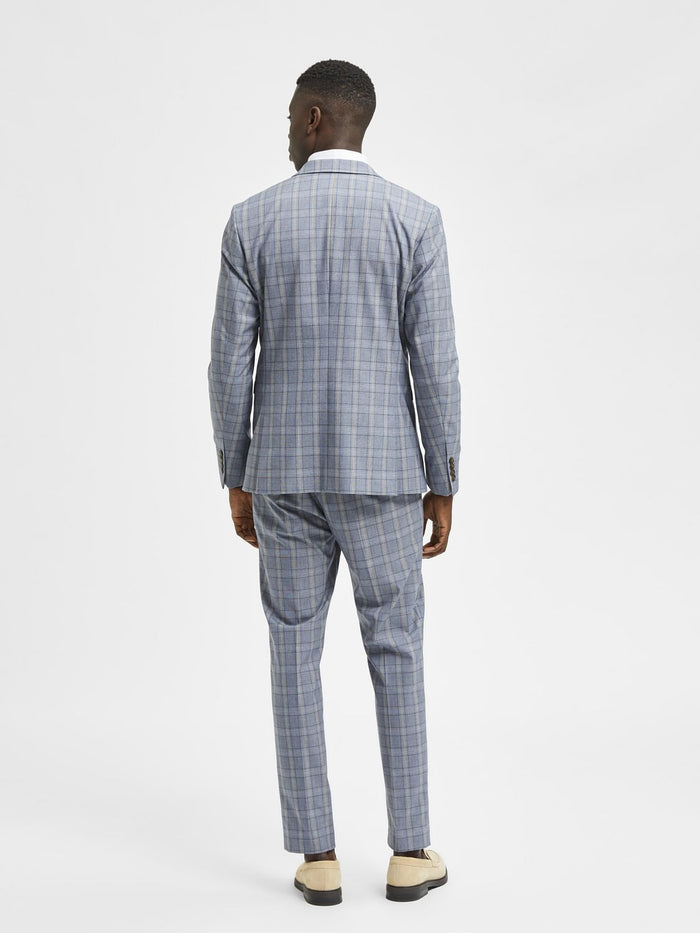 Light Blue Checks Slim Fit Suit Blazer