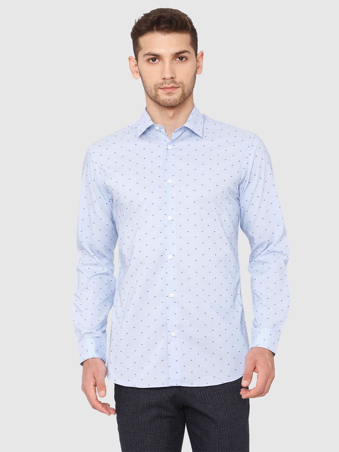 Light Blue Dobby Full Sleeves Shirt