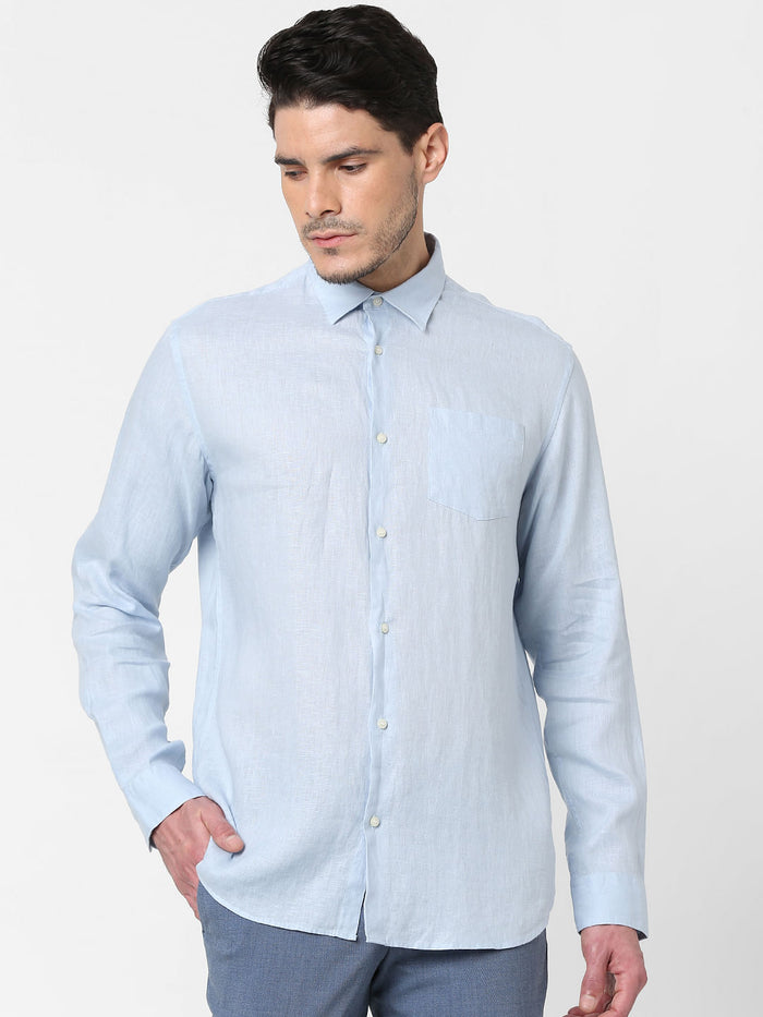 Light Blue Full Sleeves Linen Shirt
