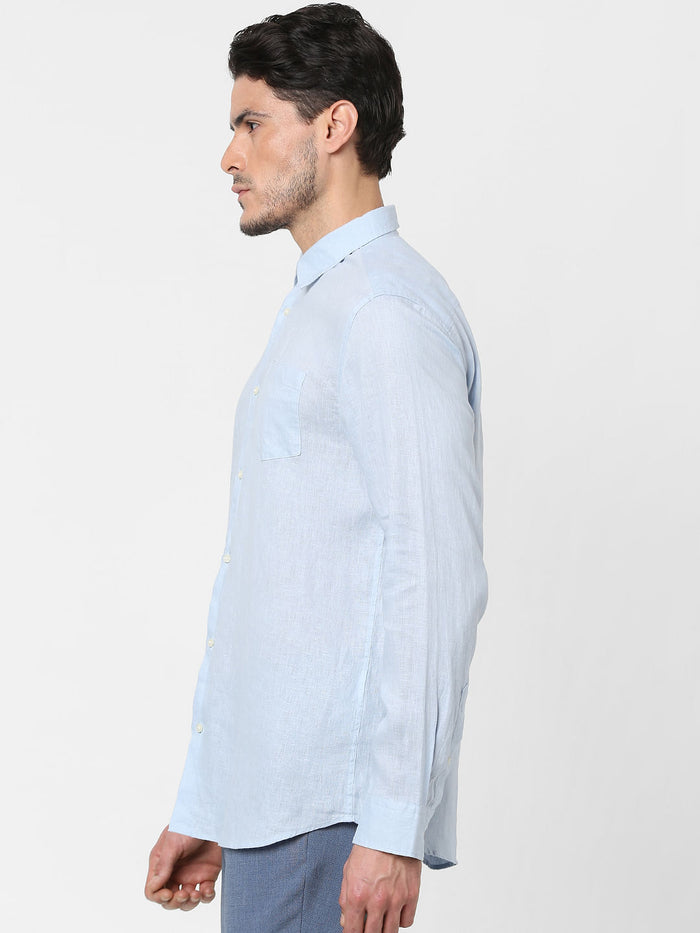 Light Blue Full Sleeves Linen Shirt