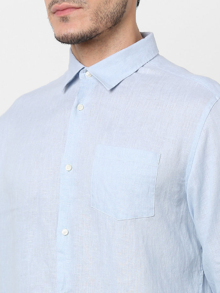 Light Blue Full Sleeves Linen Shirt