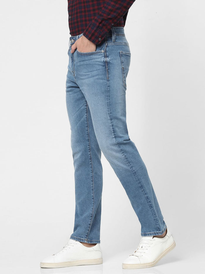 Light Blue Mid Rise Straight Jeans