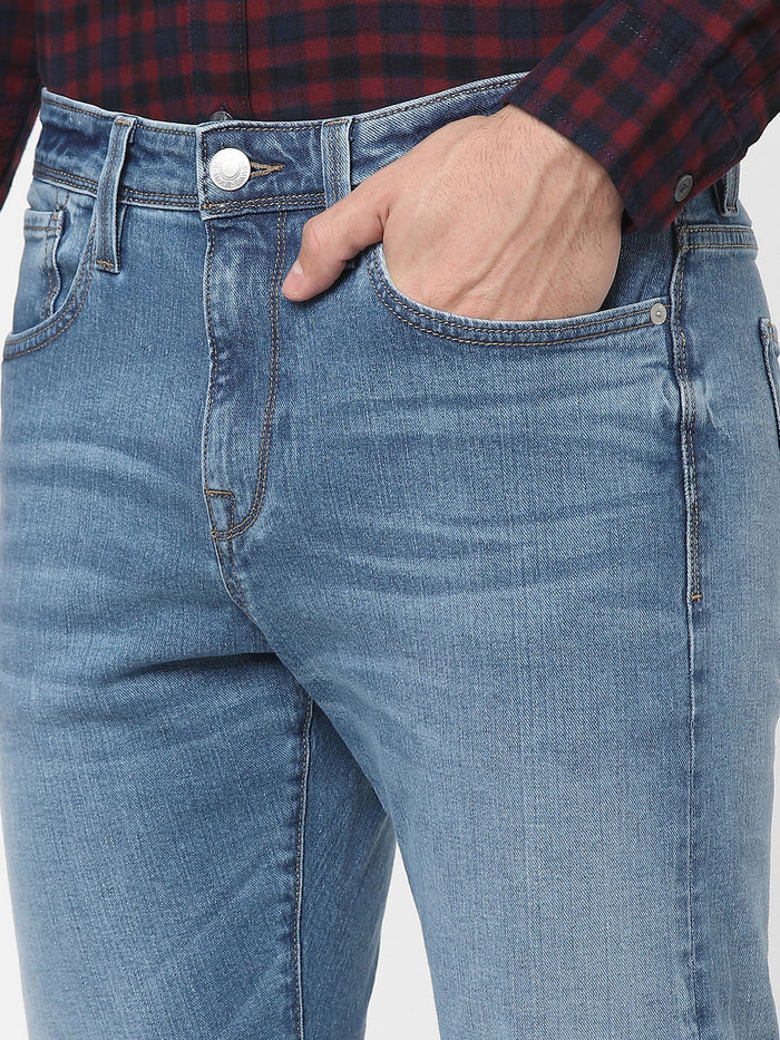 Light Blue Mid Rise Straight Jeans