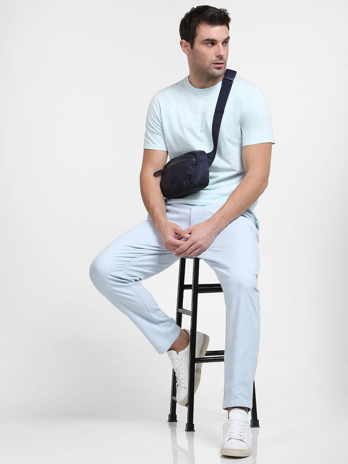 Light Blue Organic Cotton Crew Neck T-Shirt