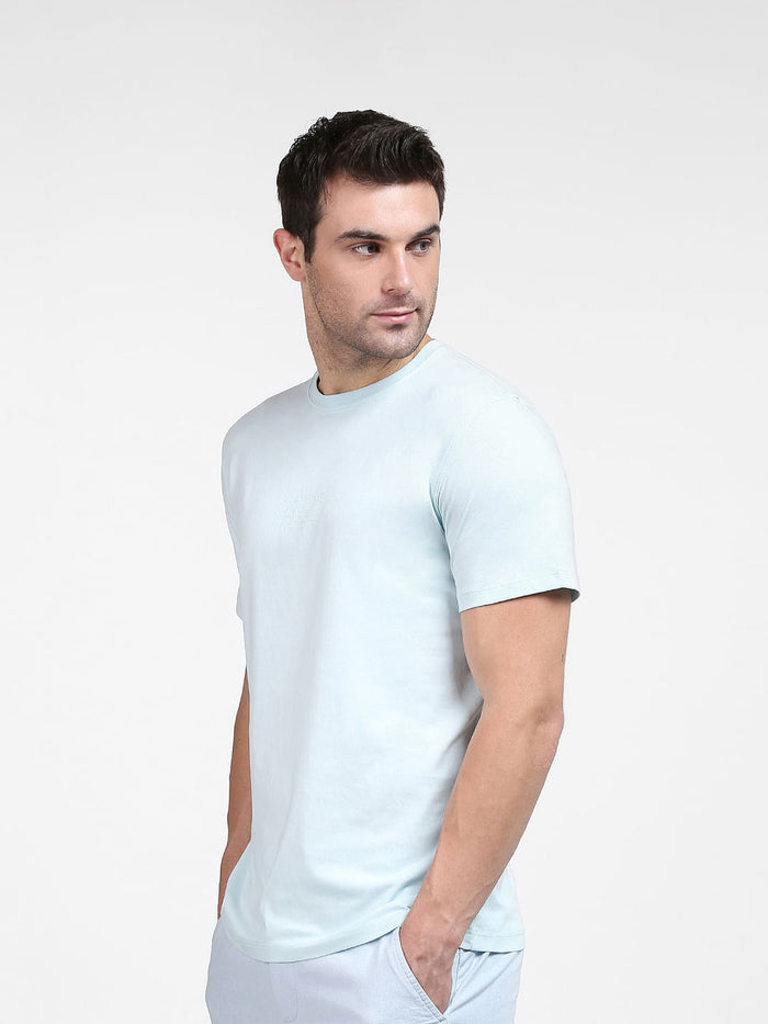 Light Blue Organic Cotton Crew Neck T-Shirt