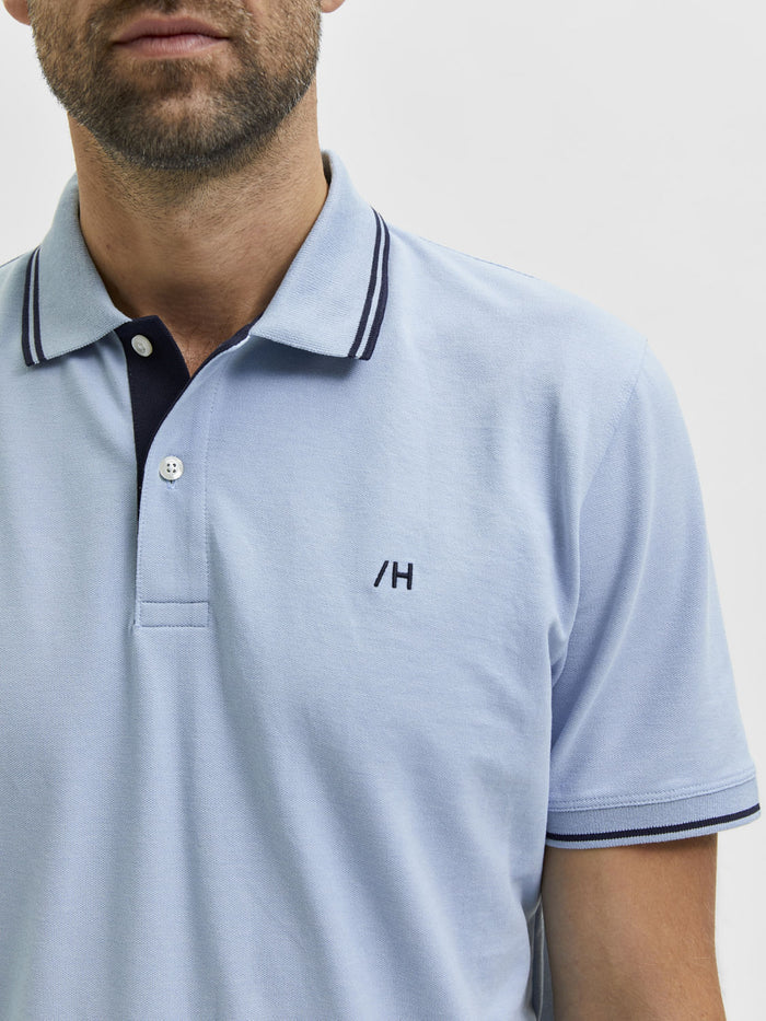 Light Blue Organic Cotton Polo Neck T-Shirt