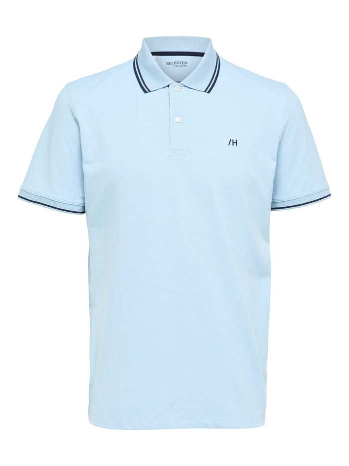 Light Blue Organic Cotton Polo Neck T-Shirt