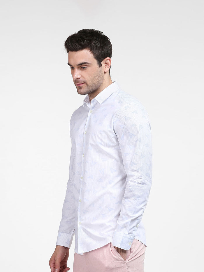 Light Blue Printed Full Sleeves Shirt