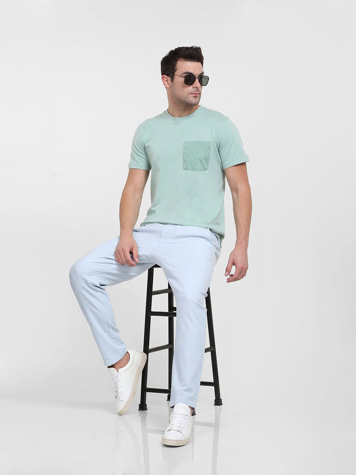 Light Green Organic Cotton Crew Neck T-Shirt