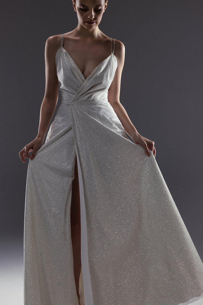 Light Ivory Glitter A-line Wedding Dress Jessica