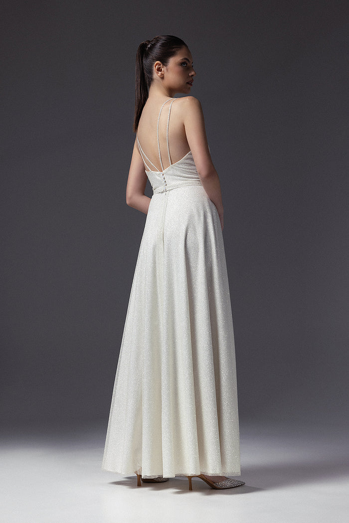 Light Ivory Glitter A-line Wedding Dress Jessica