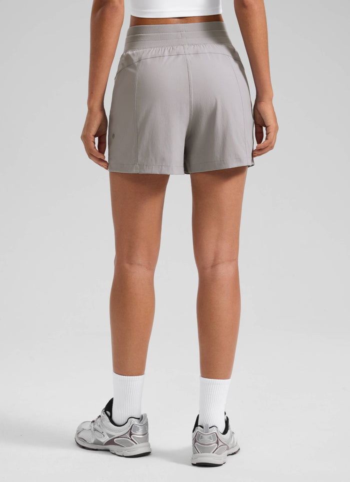 CRZ YOGA Women's Casual High Rise Drawstring Pocketed Shorts 3.5" Dark Chrome