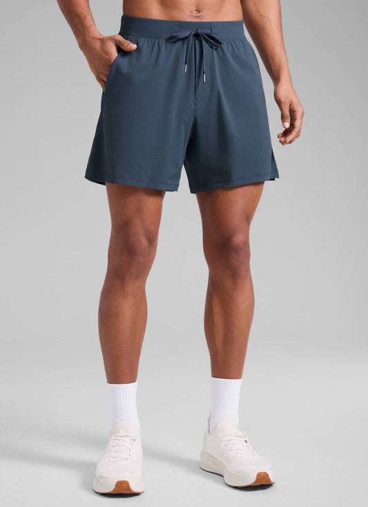 CRZ YOGA Men's Quick Dry Lightweight Gym Shorts with Zipper Pocket Stelindigo