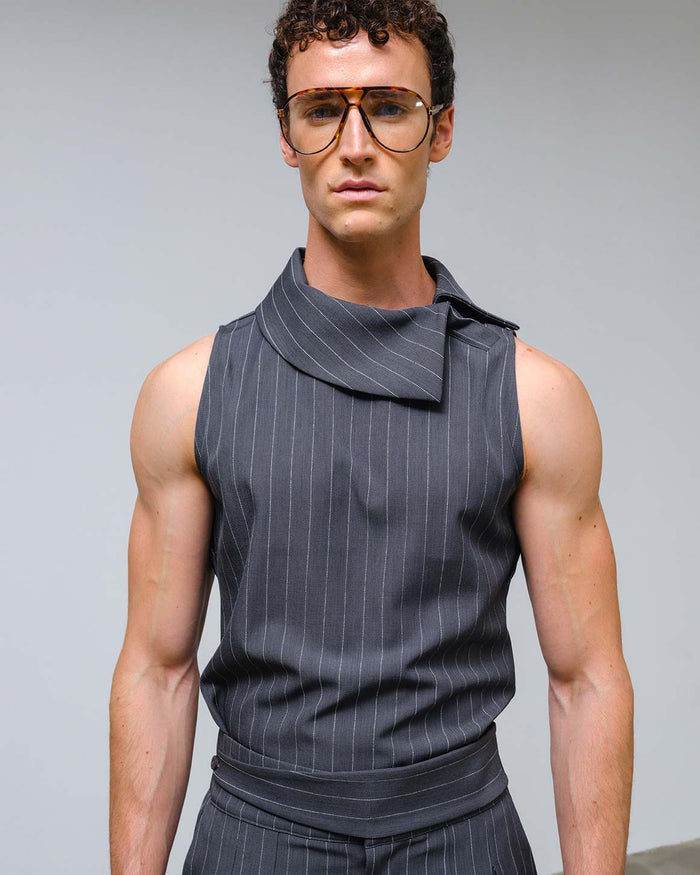 Lyon Top Grey striped
