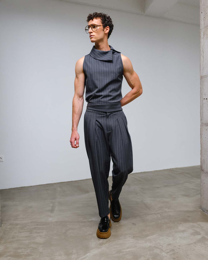 Lyon Top Grey striped