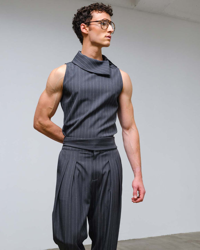 Lyon Top Grey striped