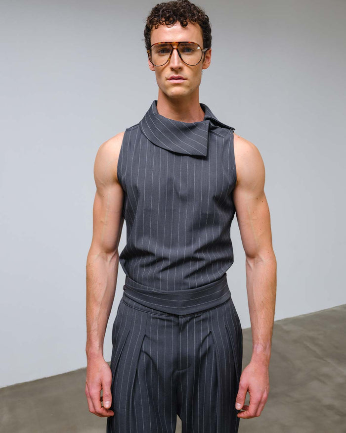 Lyon Top Grey striped