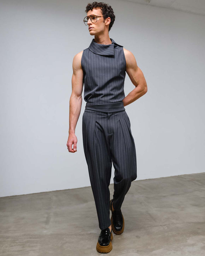 Lyon Top Grey striped